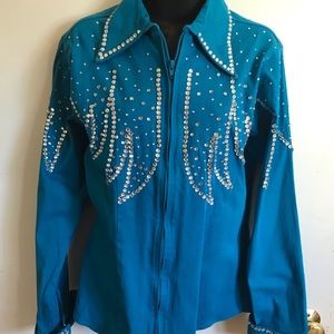 Crystal studded Western Shirt-XL